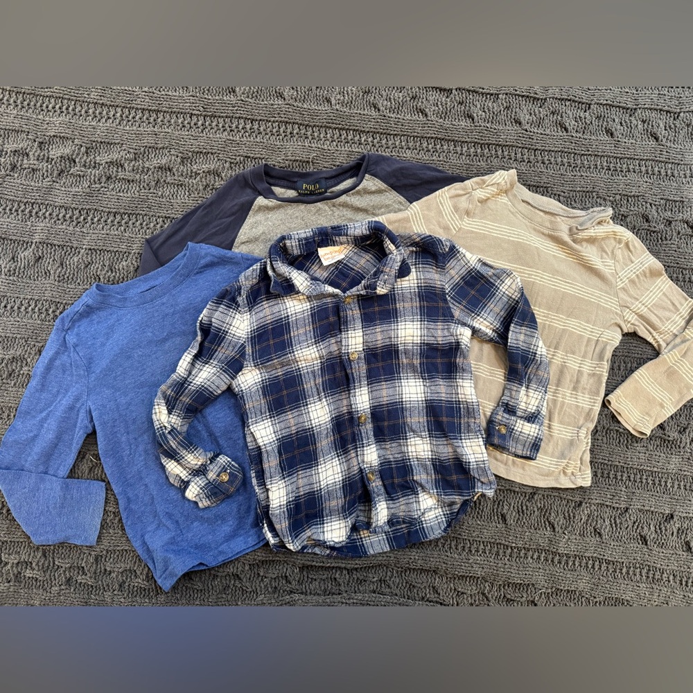 4 Long Sleeve Shirts Boys 4T (Old Navy, Polo Ralph Lauren, & Jumping Beans)